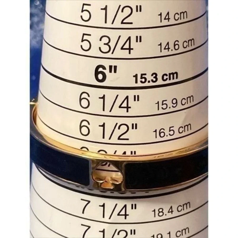 EUC Kate Spade Punched out Spade Black/Goldtone Hinged Bangle Bracelet size 6.75 - Picture 11 of 12